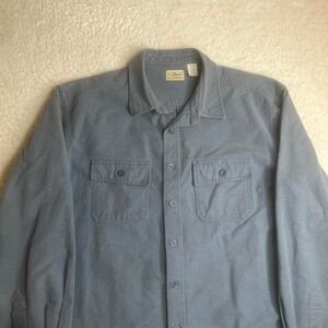 L.L. Bean men's blue chamois cotton work pocket shirt button 0 Mt04 xl tall